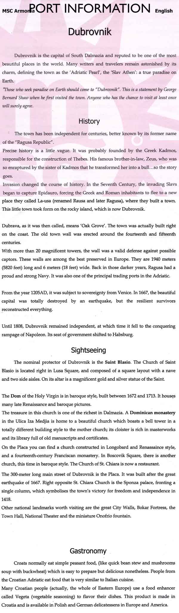 Dubrovnik Port Information
