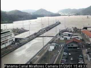 Aurora Passing through Miraflores Lock 20 Jan 2000