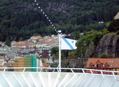Bergen - Braemar's bow with the city behind