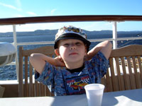 Howard having tea on Lido Deck