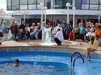 Ice Carving by the pool