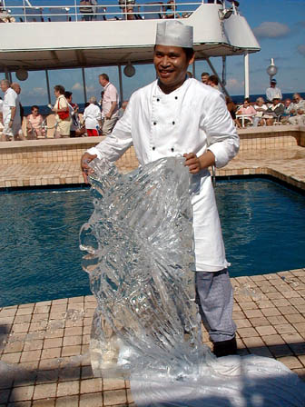 Marcello's Ice Carving - Angel Fish from a 300lb block of ice.
