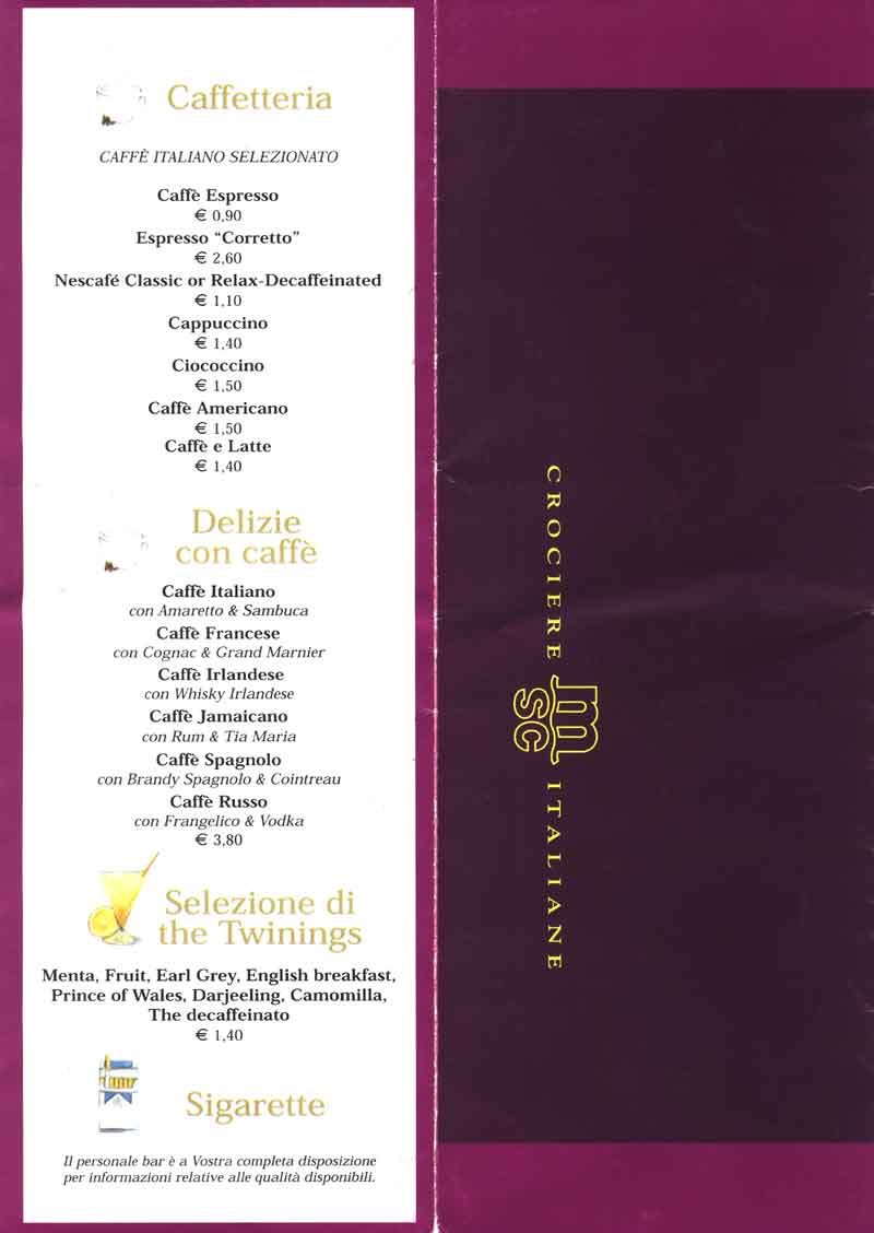 MSC Lirica Bar Tariffs Oct 03 Part 4